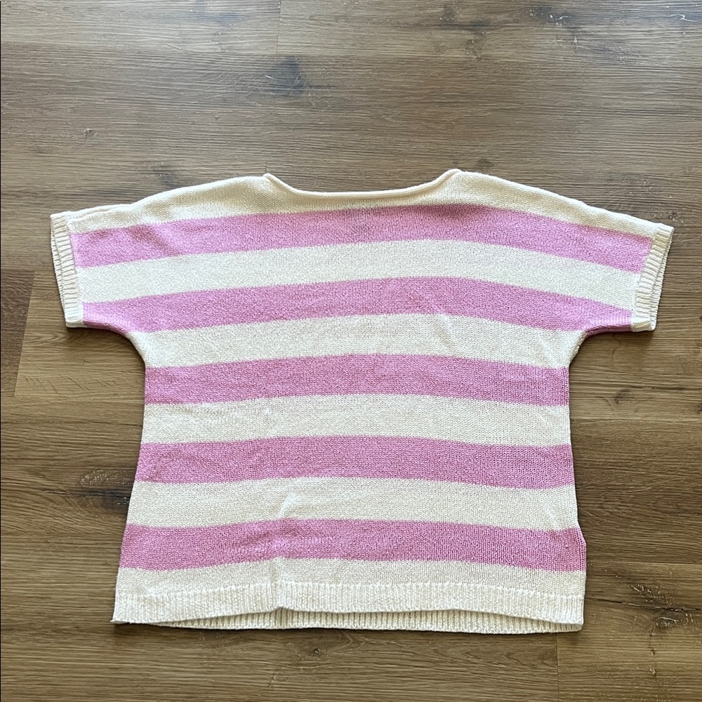 Chaps Sweater in Pink and White Stripes